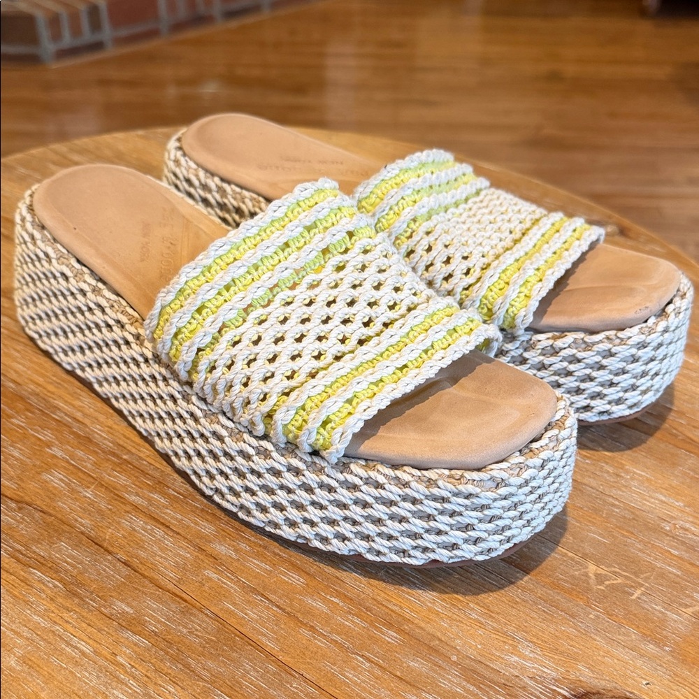 Rag & Bone Logan Crochet Platform Sandals - Yellow & Cream Colors. size 38